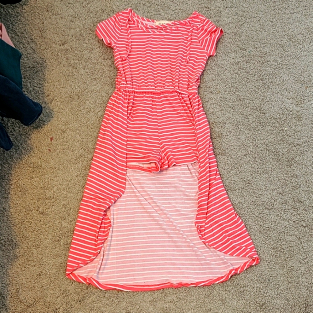 Girls Striped Built-in Shorts Dress